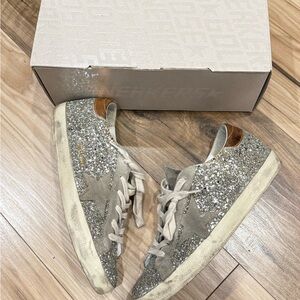 Golden Goose Silver Glitter Sneakers